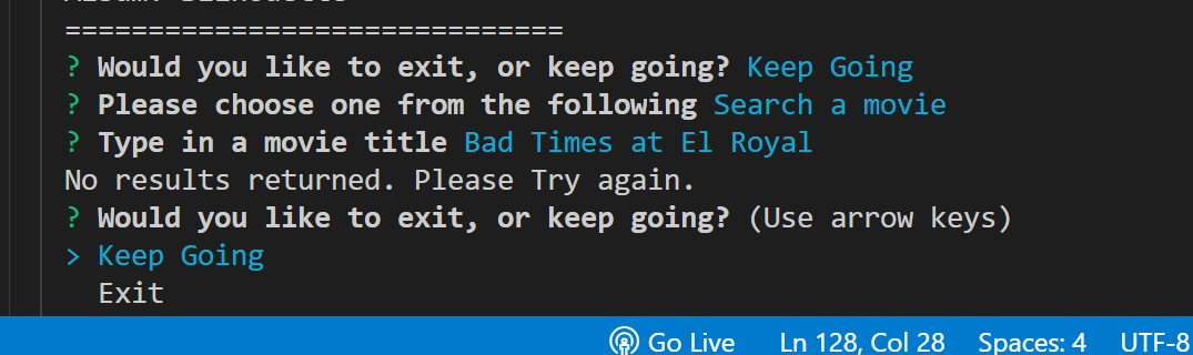 Search with no result